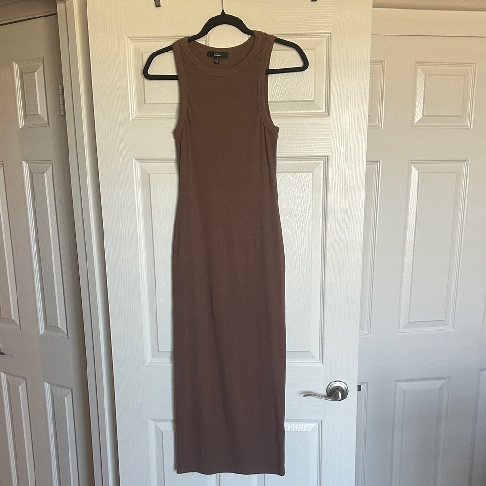 lulus Brown Tan Maxi Tank Dress